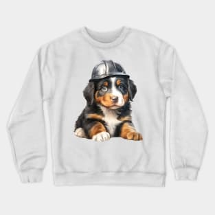 Bernese Mountain Dog in Helmet Crewneck Sweatshirt